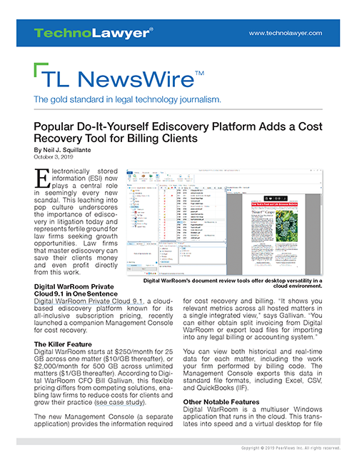 TL NewsWire Preprint - Digital WarRoom Private Cloud 9.1 500x647