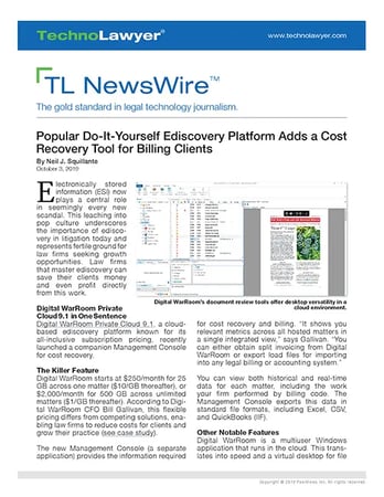 TL NewsWire Preprint - Digital WarRoom Private Cloud 9